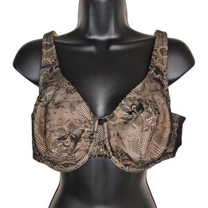 Cacique Black Lace Unlined Underwire Bra Size 42C